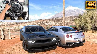 Dodge Challenger SRT Hellcat amp Nissan GTR R35  Forza Horizon 5  Thrustmaster T300RS gameplay [upl. by Tillinger345]