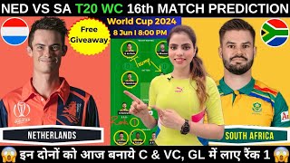 NED vs SA Dream11 Prediction  dream11 team of today match  t20i WC 2024 Fantasy Cricball [upl. by Umont]