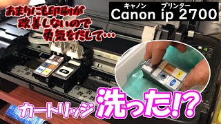 プリンターのインクがでないのでカートリッジ洗ってみた！どうなの？（キャノンｉｐ2700） [upl. by Maurilia921]