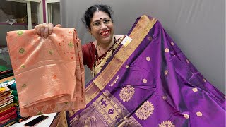 Cotton saree and Semi paithani  Kasturi paithani Sale [upl. by Owen]