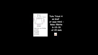 Tuto Tricot 4 en bref et sous titré  Robe fillette 61218 et 24 mois toute laine [upl. by Conley680]