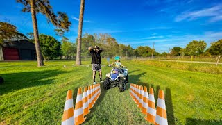 4 Yr Old Daughter On Quad VS Obstacle course  Braap Vlogs [upl. by Story]