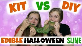 EDIBLE HALLOWEEN SLIME  KIT vs DIY  Jacy and Kacy [upl. by Jb]