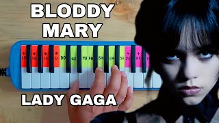 Cómo tocar Bloody Mary Wednesday Addams Lady Gaga  Tutorial en la MELÓDICA fácil sirve para PIANO [upl. by Bobette]