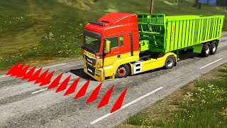 Trucks vs Spikes 5  BeamNGDRIVE [upl. by Rivard838]