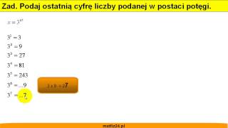 Podaj ostatnią cyfrę liczby danej w postaci potęgi  Zadanie  Matfiz24pl [upl. by Stockwell570]