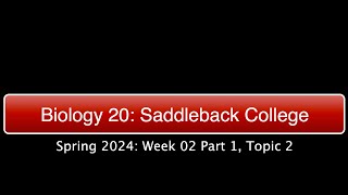 Saddleback Spring 2024 Biol 20 Week 2 Part 1 Topic 2 [upl. by Dara]