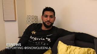 Amir Khan in camp for Crawford with coach Vergil Hunter  esnews [upl. by Tranquada]