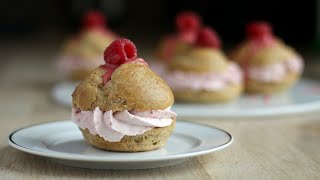 Glutenfri vandbakkelser – fastelavnsboller med hindbærskum [upl. by Asiel]