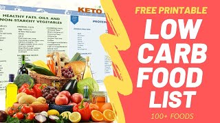 Low Carb Foods List FREE Printable  100 Foods To Lose Weight Fast [upl. by Caiaphas]