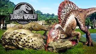 SUPERDEPREDADOR SPINOSAURUS LUCHAS JURASSIC WORLD EVOLUTION [upl. by Aisile902]