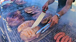 Asado Churrasco Steaks Sausages Ribs Grilled Meat of Argentina Street Food Fest in Italy [upl. by Dukie]