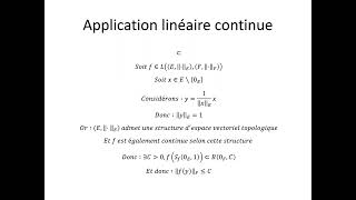 Espaces vectoriels normés partie 14  Application linéaire continue [upl. by Denoting]