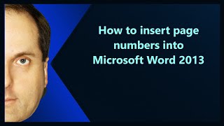 How to insert page numbers into Microsoft Word 2013 [upl. by Mcconaghy]