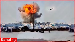 Moment In Russia there was attack by UAVs on factory producing Shahed drones  strong explosion [upl. by Lancelot]