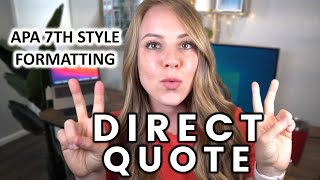 How to format direct quotes in APA 7th style [upl. by Cilegna365]