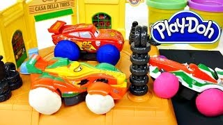 Pixar Cars Luigis Tire Shop Play Doh Color Changing Rip Clutchgoneski Lightning Mcqueen Playdough [upl. by Fabe910]