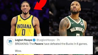 NBA REACT TO INDIANA PACERS ELIMINATING MILWAUKEE BUCKS FROM NBA PLAYOFFS  PACERS VS BUCKS REACTION [upl. by Leone]