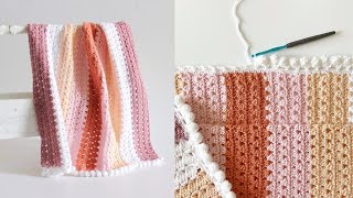 Crochet Modern Boho Granny Blanket Tutorial [upl. by Tynan]