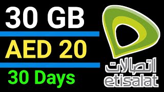 Etisalat 30 GB Data offer 2024 etisalat 30 gb offer 20 aed code Etisalat 30GB Monthly data Package [upl. by Yaniv]