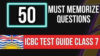 ICBC Knowledge Test Guide Class 7 British Columbia 50 Must Memorize Questions 1 [upl. by Frisse369]