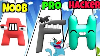 Noob vs Pro vs Hacker Alphabet Run game with oggy and jack [upl. by Mensch]