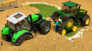 Bruder RC Tractor Deutz Stuck John Deere Tractor RC Action Video [upl. by Nicoli]