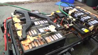 Mitsubishi iMiEV Cracking open the battery [upl. by Ulrikaumeko]