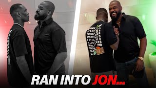 Israel Adesanya and Jon Jones FACE OFF amp SPAR on Las Vegas Casino Floor [upl. by Merrily]