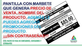 PLANTILLA DE MARBETE CON PRECIO DE VENTA SIN CONTRASEÑAS [upl. by Atival]