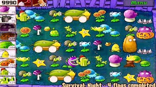 Plants vs Zombies  Survival Night  all Plants vs all Zombies GAMEPLAY FULL HD 1080p 60hz [upl. by Ainitsirc]