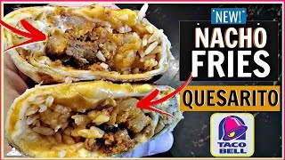 TACO BELL® NACHO FRIES QUESARITO REVIEW  SECRET MENU [upl. by Hoeve]