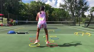 Coach Dabul tennis training 10 years old player Marcela Roversi Tennis drills  footwork [upl. by Leon63]