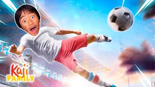 Play Soccer with Ryan Kaji Family Fun Sports and Games [upl. by Einohtna]