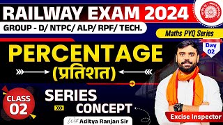 🔴PERCENTAGE02 प्रतिशत  RAILWAY MATHS PYQ SERIES  FOR NTPC RPF ALP GROUPD  ADITYA SIR [upl. by Alexis]