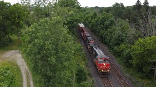 Near Princeton ON CN Train 435 westbound Locomotives 2594 amp 5770 [upl. by Inimak]