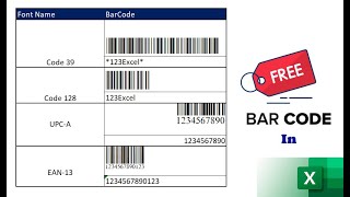 033 Trick to Generate BARCODES in EXCEL for Free easily with FONTS [upl. by Lamag]