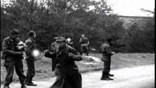 Liberated American POWs kick hit and throw things at newly captured German prisoHD Stock Footage [upl. by Haydon]