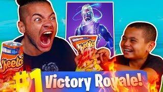 1 KILL  EXTREME FLAMING HOT CHEETOS WITH NO WATER CHALLENGE I ALMOST DIED FORTNITE 9 YR OLD KID [upl. by Virg]