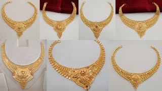 Latest gold short necklace designs 2024 with weight amp price  new hallmark gold necklace designs [upl. by Nedia799]