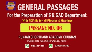 General Passage No 06  80WPM Multani Shorthand Passages [upl. by Kalikow]