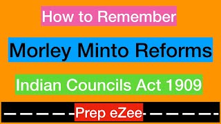 Polity 1e  Morley Minto Reforms  Indian Councils Act 1909 [upl. by Ardnama]