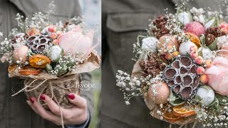 Flower arrangement made from natural materials DIY TSVORIC [upl. by Nnayrb90]