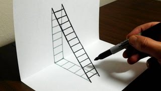 How to Draw a 3D Ladder  Trick Art For Kids [upl. by Meldon]