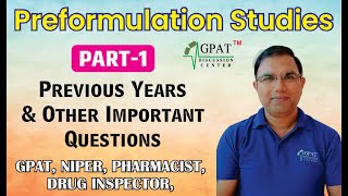 Prefomulation studies Pharmaceutics Lecture1 GPAT NIPER DRUG INSPECTOR PHARMACIST [upl. by Avictor]