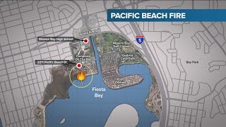 Firefighters battle structure fire burning near Campland on the Bay in Pacific Beach [upl. by Ubald]