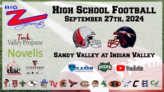 Sandy Valley at Indian Valley  High School Football from BIG Z Sports [upl. by Notnerb]