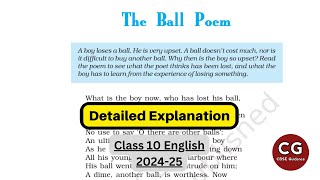 The Ball Poem Class 10 Explained in One Shot Central Idea  Poetic Devices [upl. by Nadean]