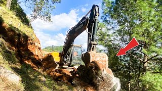 Powerful Excavator Smooths Out Mountain Road Watch the Impressive Grading Process  Trackhoe [upl. by Diehl549]