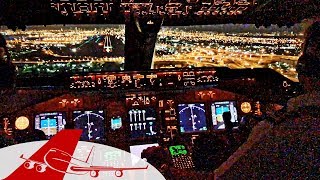 Boeing 747400 NIGHT LANDING MIAMI  COCKPIT VIEW [upl. by Ahron559]